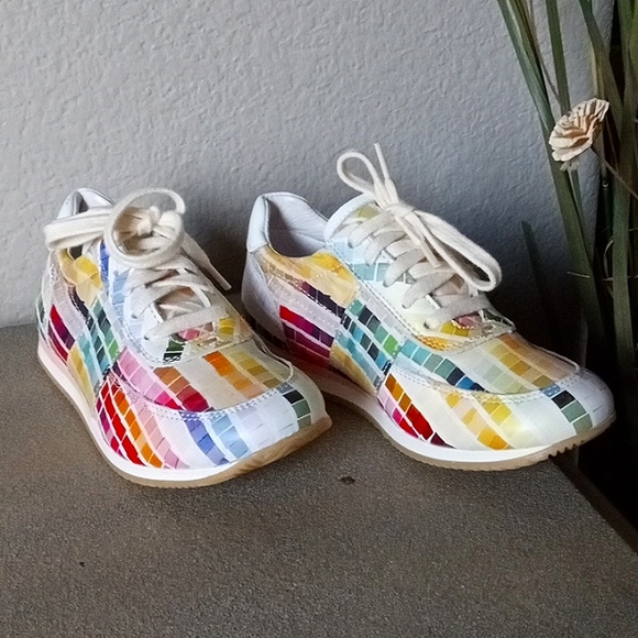 NEW Paul Smith Junior unisex Colorful Square Design Sneakers. Sz 11.5M